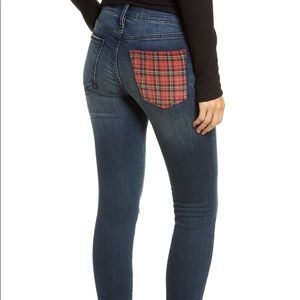 CURRENT/ELLIOTT Stiletto Plaid Pocket Skinny Jeans